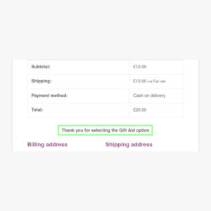Gify Aid consent on a WooCommerce order confirmation