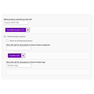 Advanced flexibile product tab options
